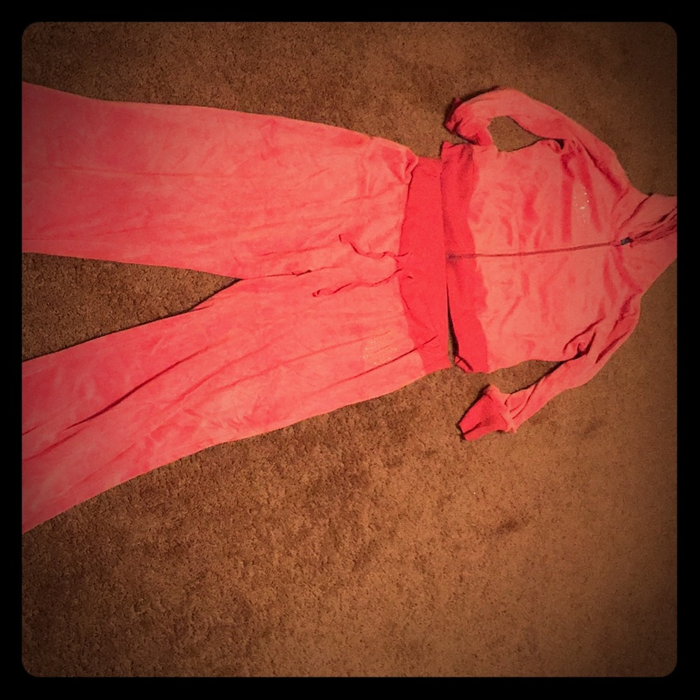 Pink velour sweatsuit